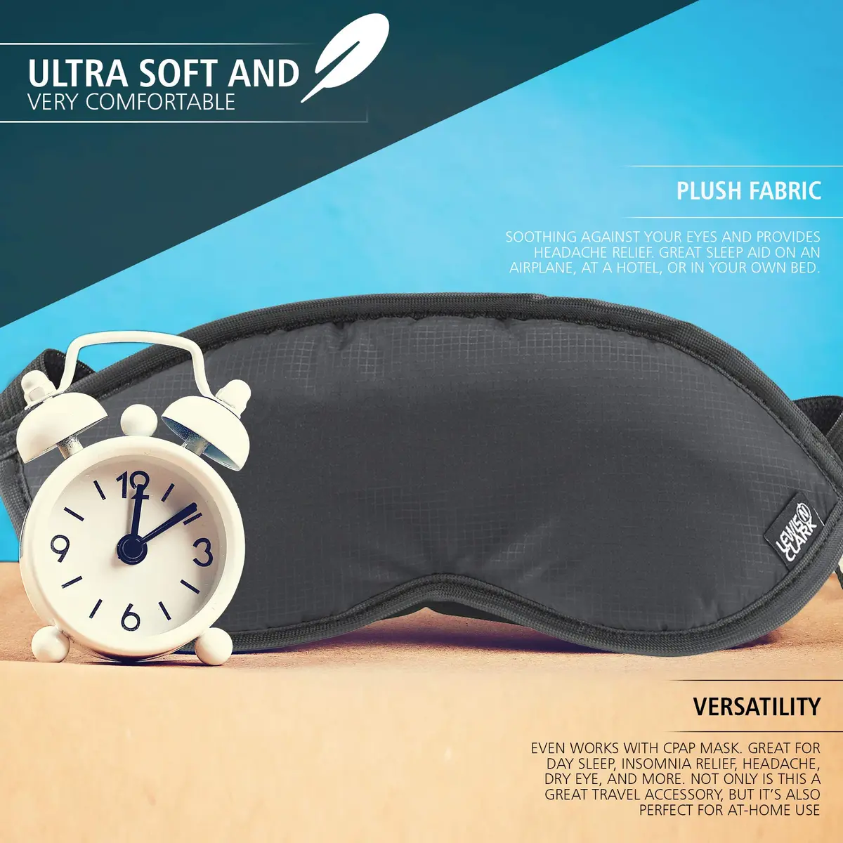 Lewis N. Clark Comfort Sleep Mask | Light Blocking & Adjustable | Gray - view 3