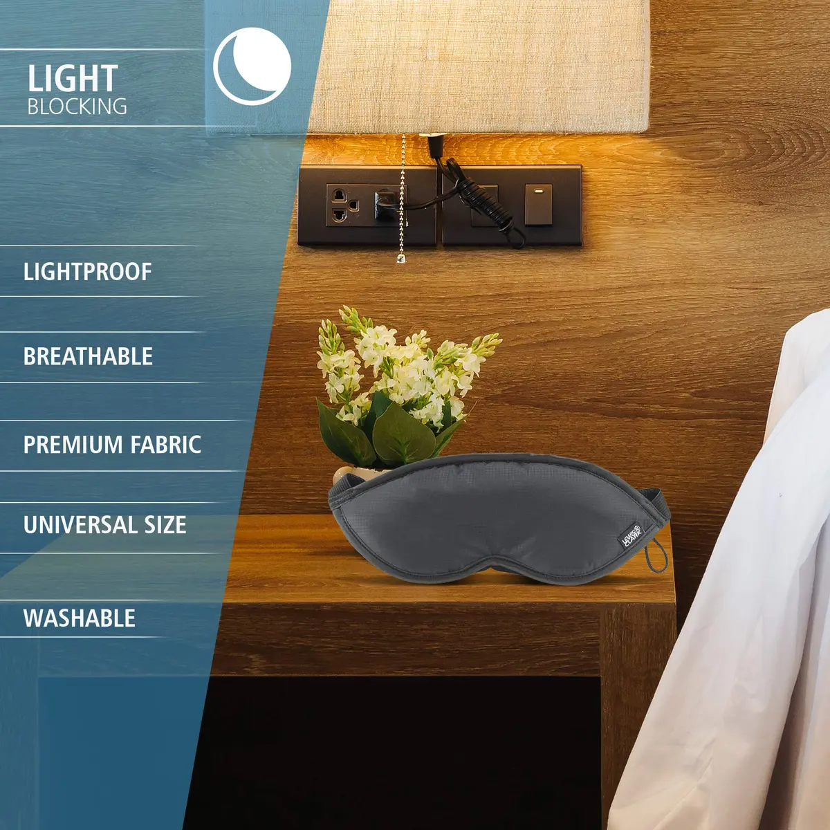 Lewis N. Clark Comfort Sleep Mask | Light Blocking & Adjustable | Gray - view 4