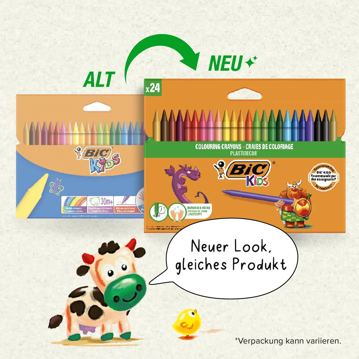 BIC Kids Plastidecor Colouring Crayons 24 Pack | Vibrant Assorted Colours for Kids 30+ Months - view 2