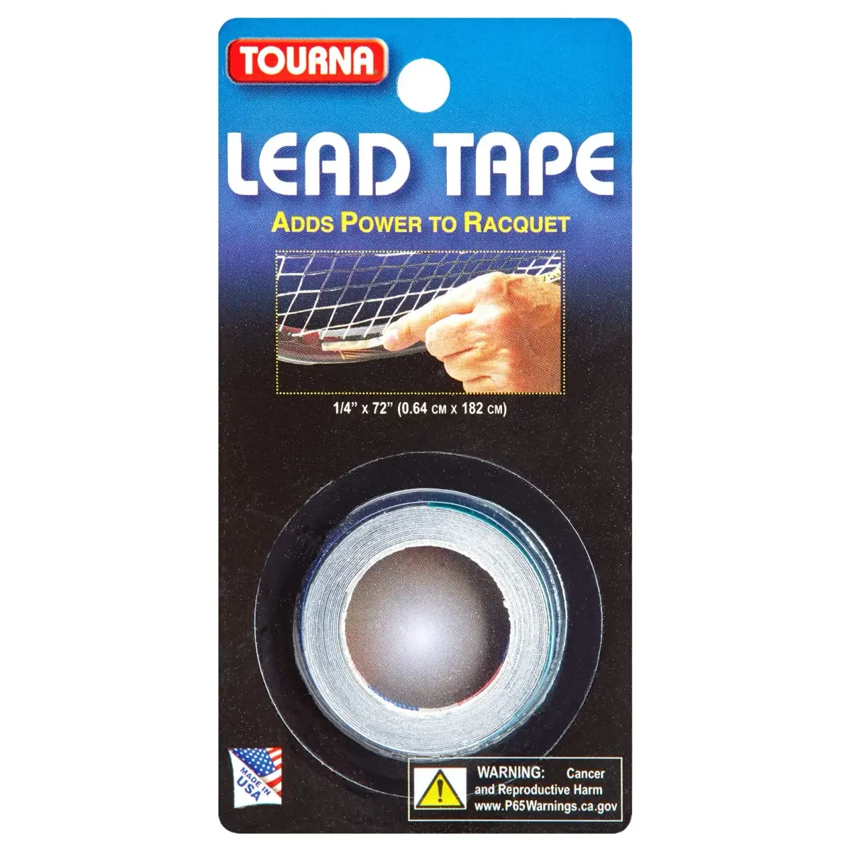 Tourna Lead Tape 1/4" Wide x 72" Long | Adds Power to Tennis Racquet Strokes - main product image