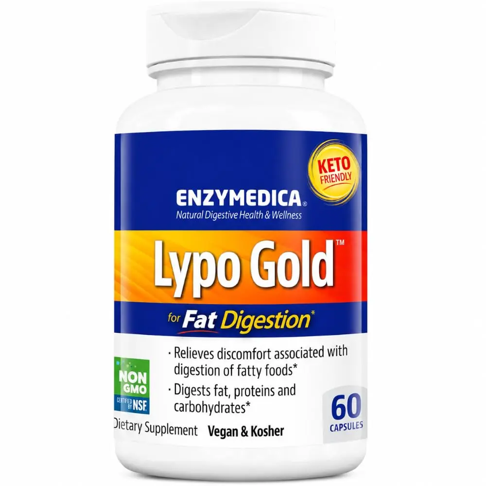 Enzymedica Lypo Gold - Enzyme Supplement for Fat Digestion - 60 Caps | Supports Fat & Vitamin Absorption - main product image