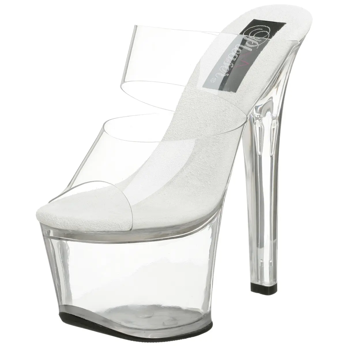 Pleaser Sky-302 Platform Slide Clear/Clear | 7" Heel, 2¾" Platform, Open Toe, Synthetic Vinyl - main product image