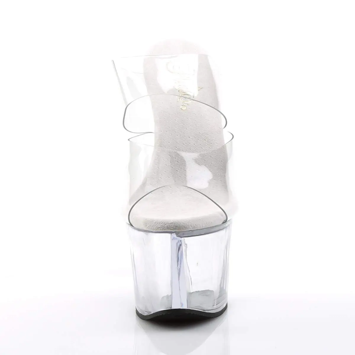 Pleaser Sky-302 Platform Slide Clear/Clear | 7" Heel, 2¾" Platform, Open Toe, Synthetic Vinyl - view 2