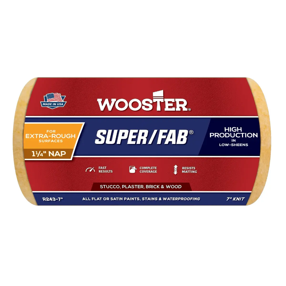 Wooster Super/Fab Roller Cover 1-1/4-Inch Nap 7-Inch | Professional Quality for All Paints - main product image