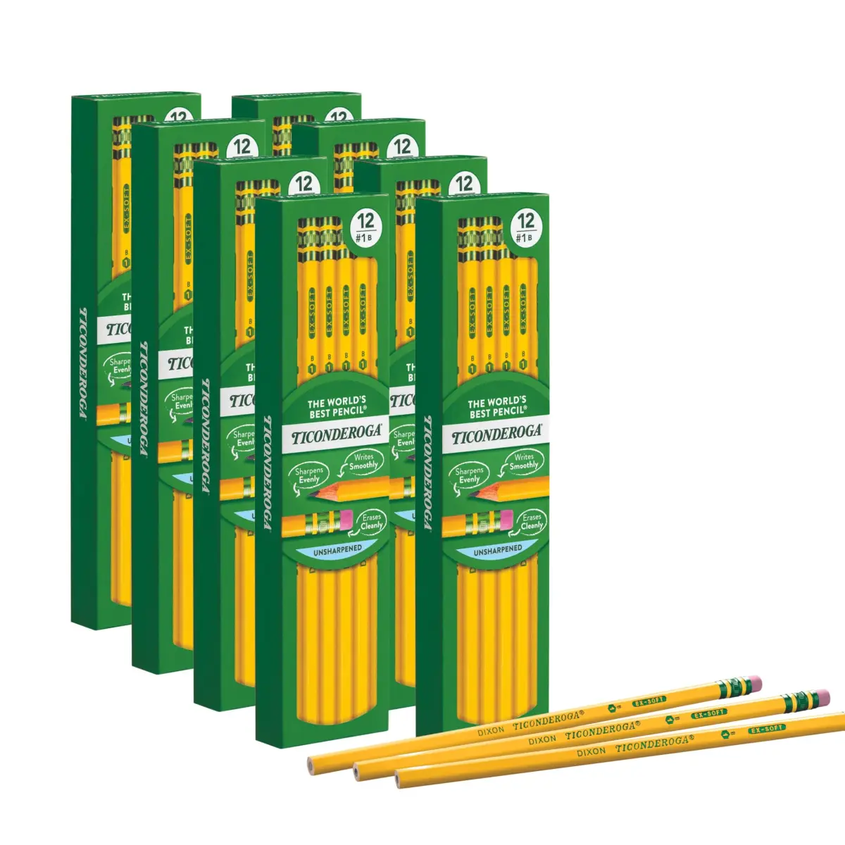 Ticonderoga Wood-Cased Pencils, Unsharpened, #2 HB Soft, Yellow, 96 Count | Smooth Writing Instrument for Students - view 3