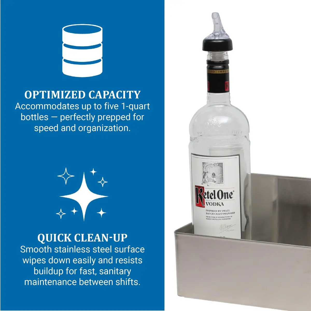 San Jamar Speed Rail Bottle Holder 5 Qt (21.2cm) | Organizes Quart & Liter Bottles for Quick Bar Service - view 5