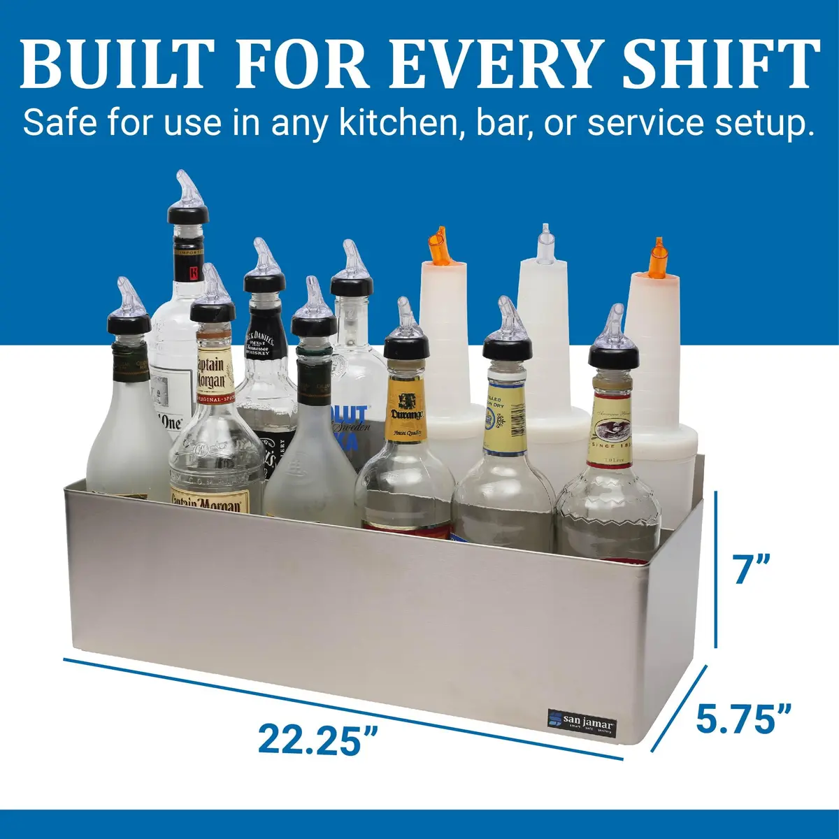 San Jamar Speed Rail Bottle Holder 5 Qt (21.2cm) | Organizes Quart & Liter Bottles for Quick Bar Service - view 4