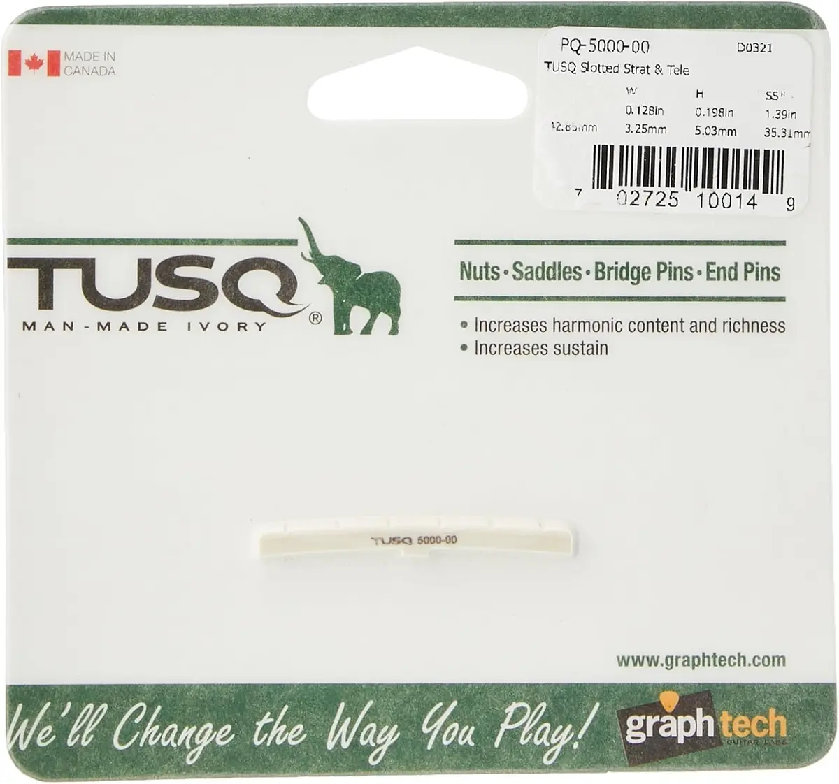 Graph Tech TUSQ Slotted Strat Style Guitar Nut PQ-5000-00 | Fits Fender Style Guitars - view 5
