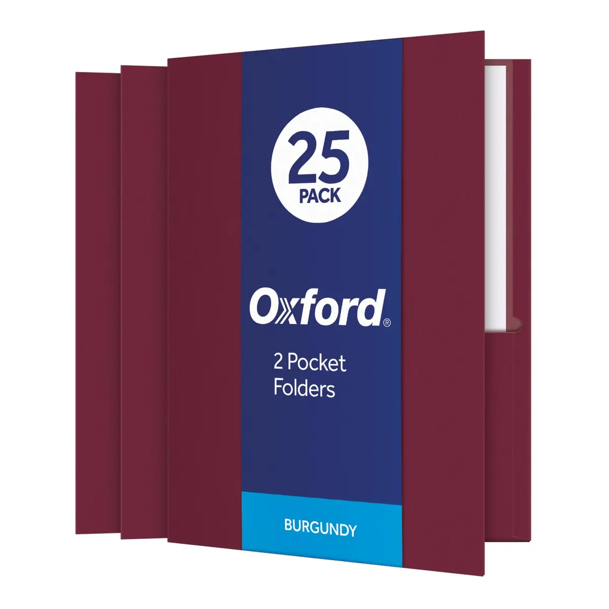 Oxford Two Pocket Folders, Textured Paper, Burgundy, Letter Size, 25 Pack | Durable School & Office Organizer - main product image