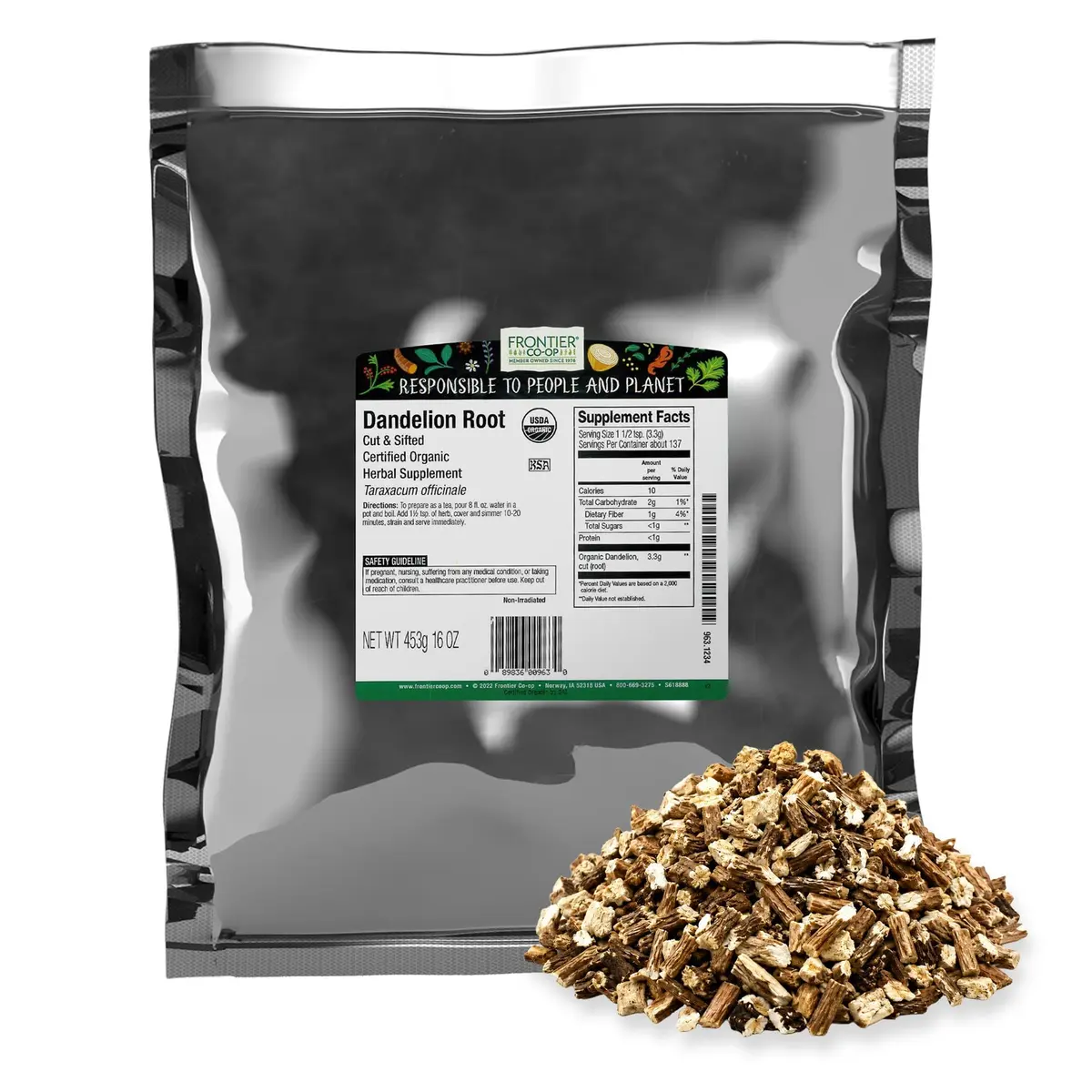 Frontier Dandelion Root Cut & Sifted ORGANIC 16-Ounces | Traditional Liver Herb with Vitamins - main product image