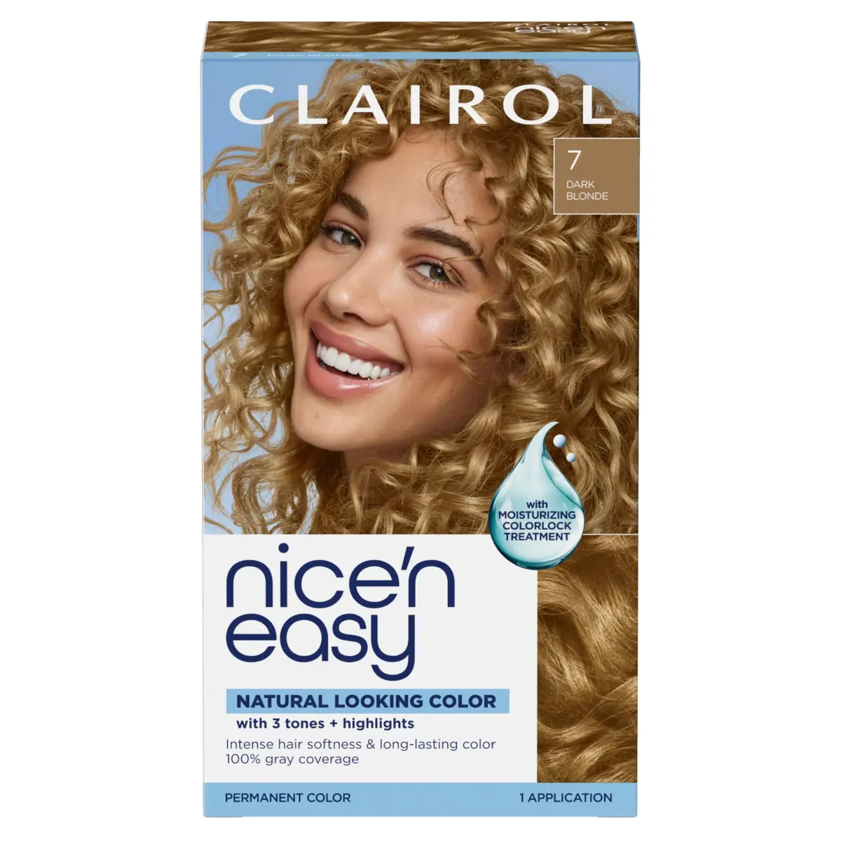 Clairol Nice'n Easy Permanent Hair Dye - 7 Dark Blonde, Single Pack (6.26 Fl Oz) for 100% Gray Coverage - main product image