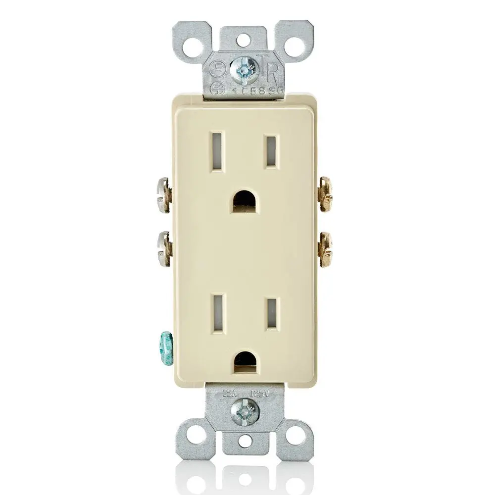 Leviton 15 Amp Decora Tamper-Resistant Duplex Electrical Wall Outlet, T5325-I, Ivory | Child-Safe, Durable, Grounded - main product image
