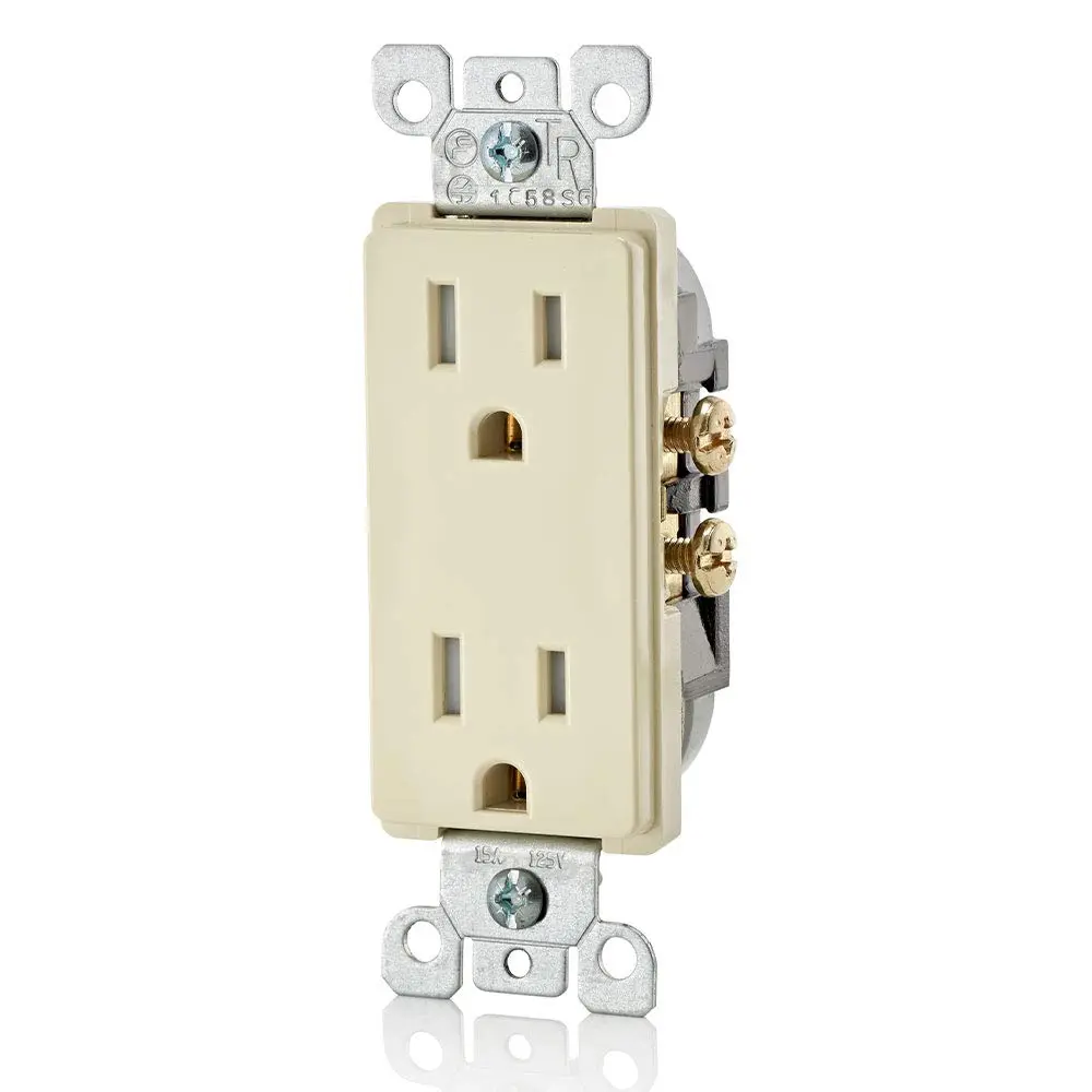 Leviton 15 Amp Decora Tamper-Resistant Duplex Electrical Wall Outlet, T5325-I, Ivory | Child-Safe, Durable, Grounded - view 2