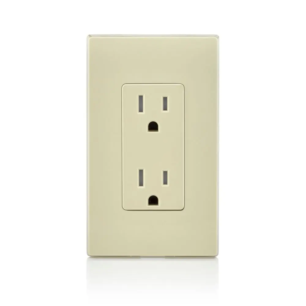 Leviton 15 Amp Decora Tamper-Resistant Duplex Electrical Wall Outlet, T5325-I, Ivory | Child-Safe, Durable, Grounded - view 3