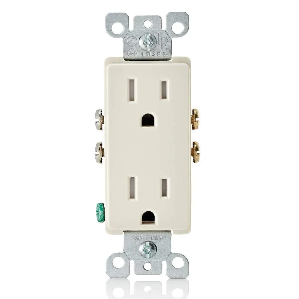 Leviton 15 Amp Decora Tamper-Resistant Duplex Electrical Wall Outlet, Light Almond | Child-Safe, Long-Lasting, UL Listed - main product image