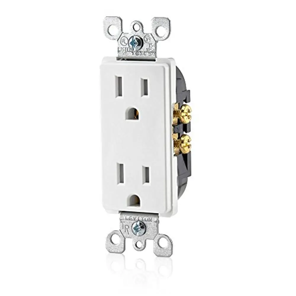 Leviton 15 Amp Decora Tamper-Resistant Duplex Electrical Wall Outlet, T5325-W, White | Child-Safe, Long-Lasting, UL & CSA Certified - main product image
