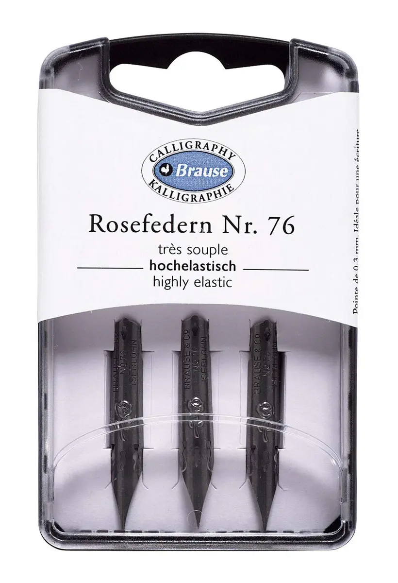 Brause Rose 76 Nib (Pack of 3, 0.3mm) | Fine Point Calligraphy Nibs for Smooth Ink Flow - main product image