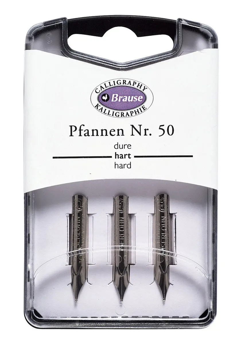 Brause Pfannen 50 Nibs 3 Pack, Clear | German-Made Calligraphy Nibs for Script Writing - main product image