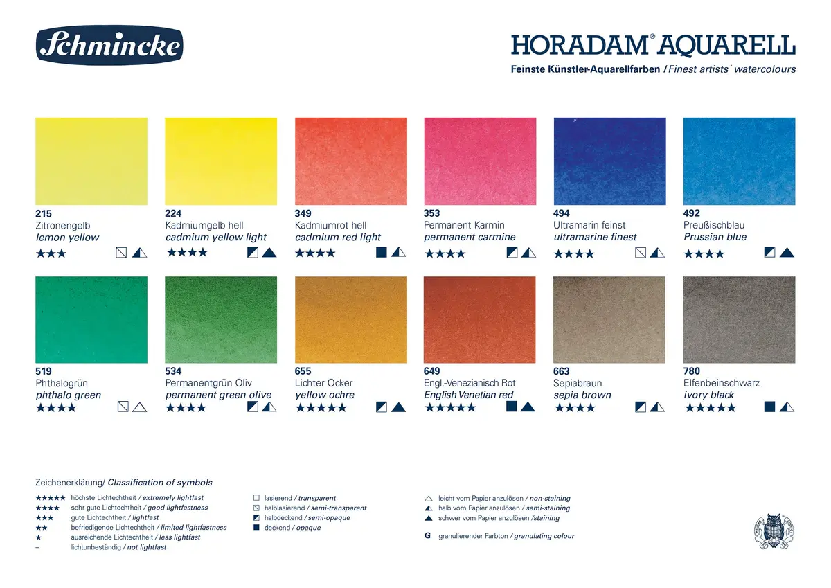 Schmincke HORADAM AQUARELL Watercolor Set 12 Colors | Finest German Artist Watercolors - view 6