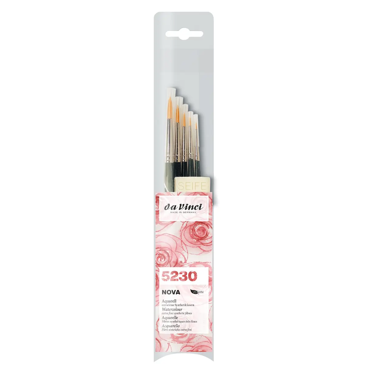 da Vinci Watercolor Series 5230 Nova Paint Brush Set, Synthetic with Vegetable Oil Brush Soap, Multiple Sizes (5 Brushes) - main product image