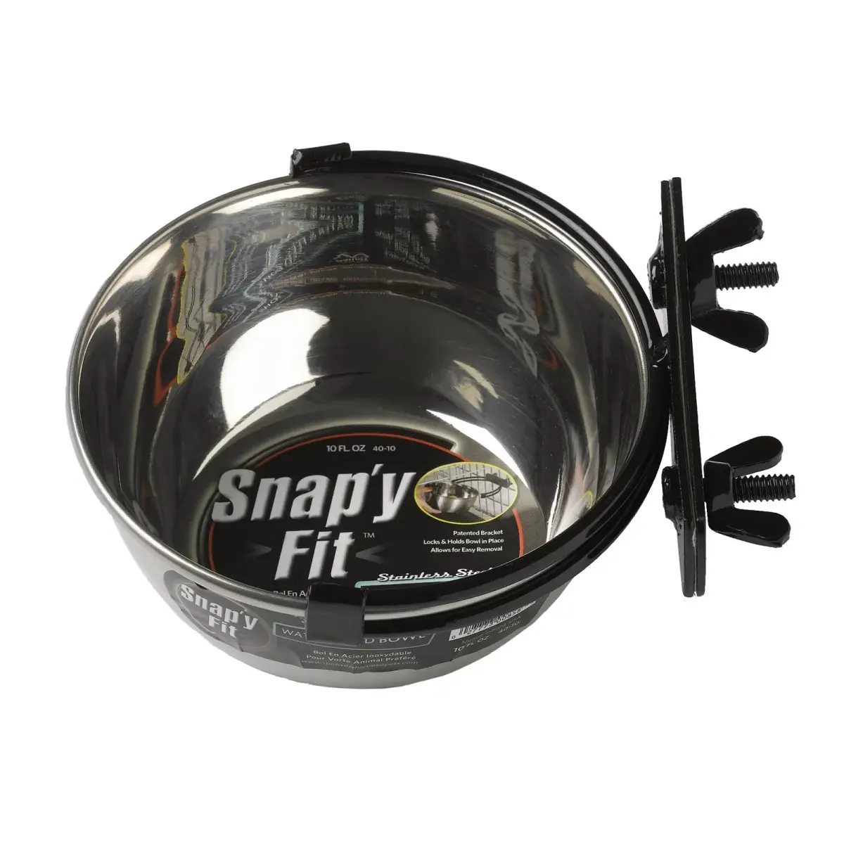 MidWest Homes for Pets Snap'y Fit Stainless Steel Pet Bowl 296ml (10 Ounces) | Secure Crate Mount for Small Dogs & Cats - main product image