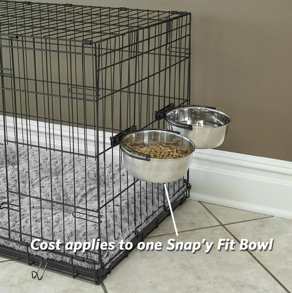 MidWest Homes for Pets Snap'y Fit Stainless Steel Pet Bowl 296ml (10 Ounces) | Secure Crate Mount for Small Dogs & Cats - view 3