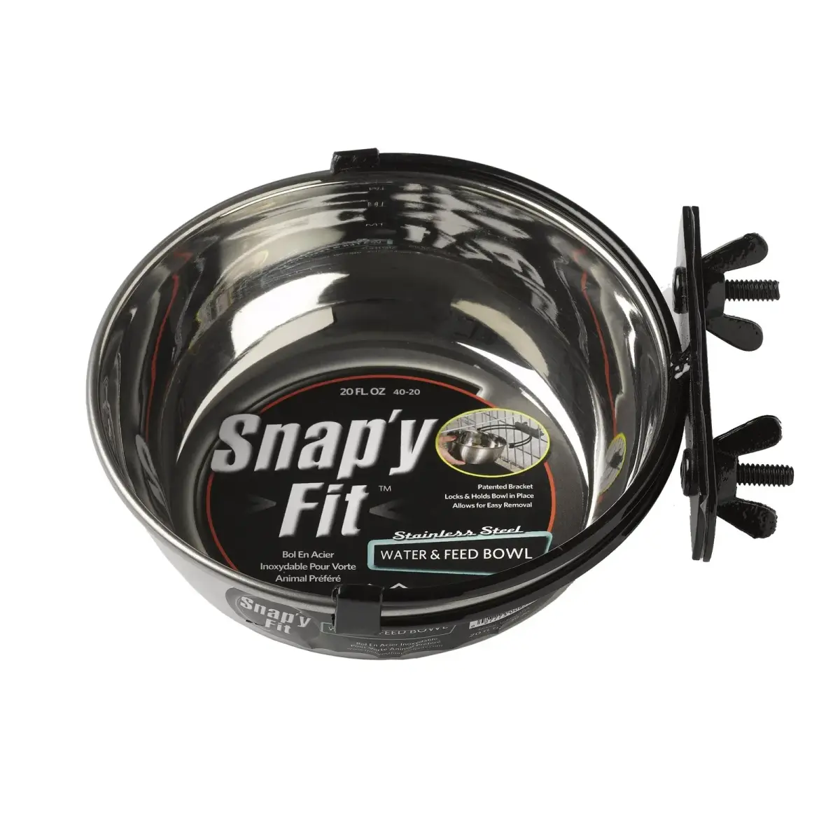 MidWest Homes for Pets Snap'y Fit Stainless Steel Pet Bowl 20 oz (591 ml) | Secure Crate Mount, Rust-Resistant - main product image