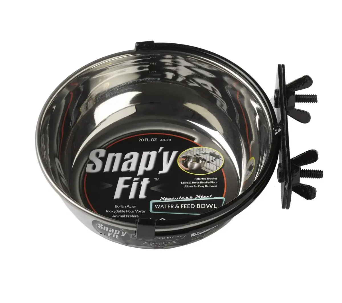 MidWest Homes for Pets Snap'y Fit Stainless Steel Pet Bowl 20 oz (591 ml) | Secure Crate Mount, Rust-Resistant - main product image