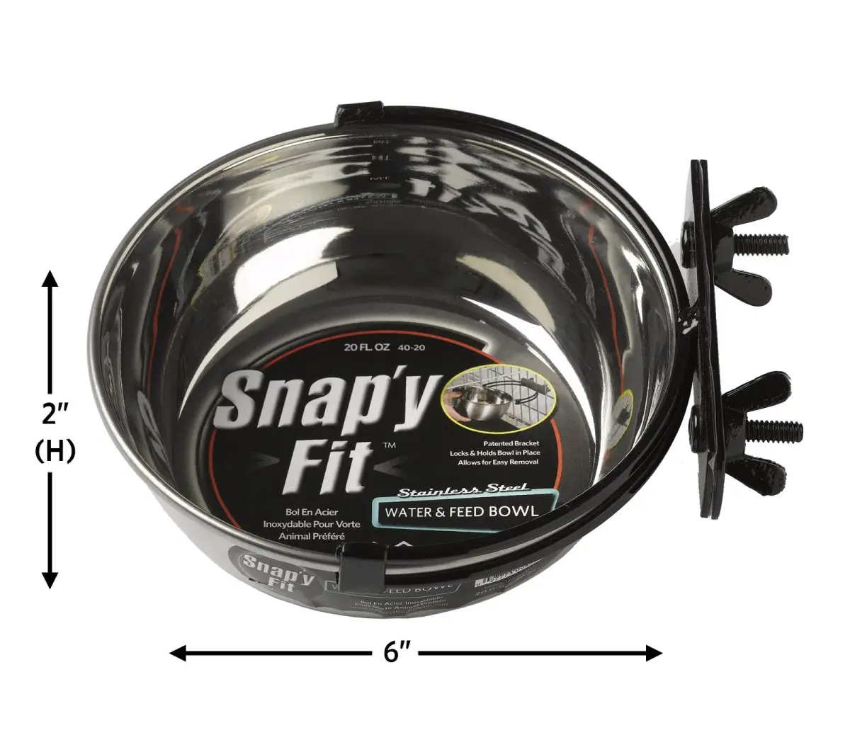 MidWest Homes for Pets Snap'y Fit Stainless Steel Pet Bowl 20 oz (591 ml) | Secure Crate Mount, Rust-Resistant - view 4