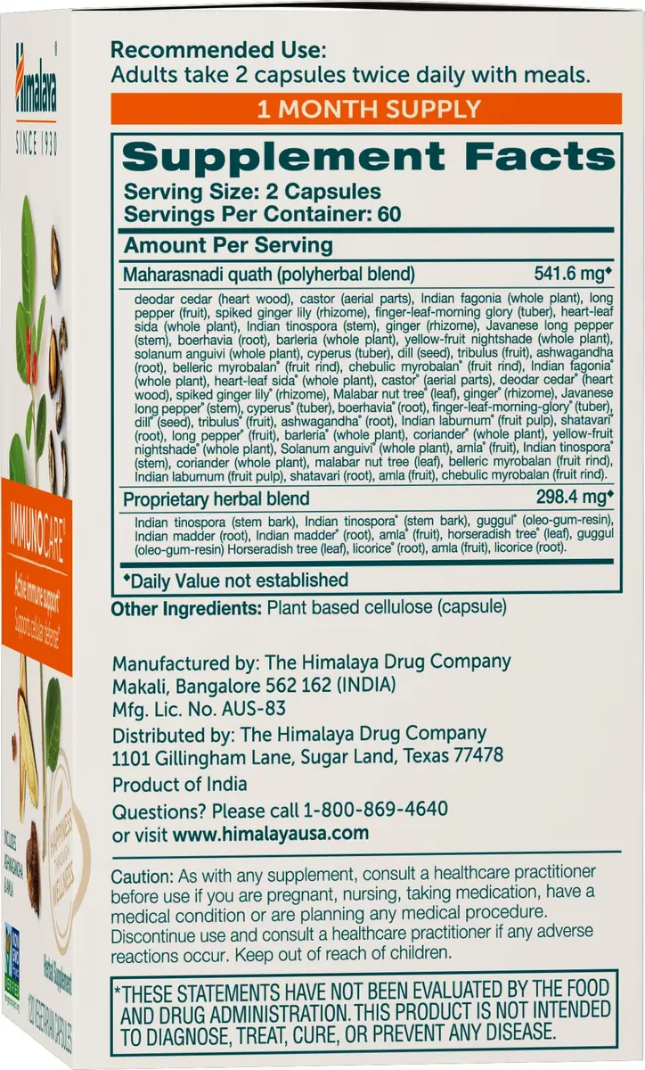 Himalaya ImmunoCare Herbal Immune Supplement, 840 mg | Supports Immunity & Seasonal Defense - view 2