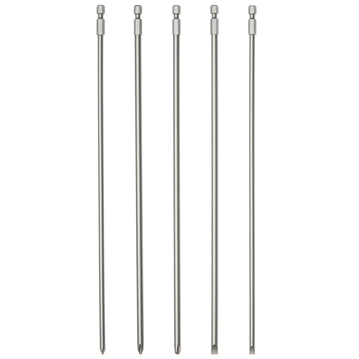 NEIKO Extra Long 12-Inch Phillips and Slotted Screwdriver Bit Set | 5-Piece | 30.48 cm (12 Inch) | Cr-V Steel | 1/4-Inch Hex Shank - main product image