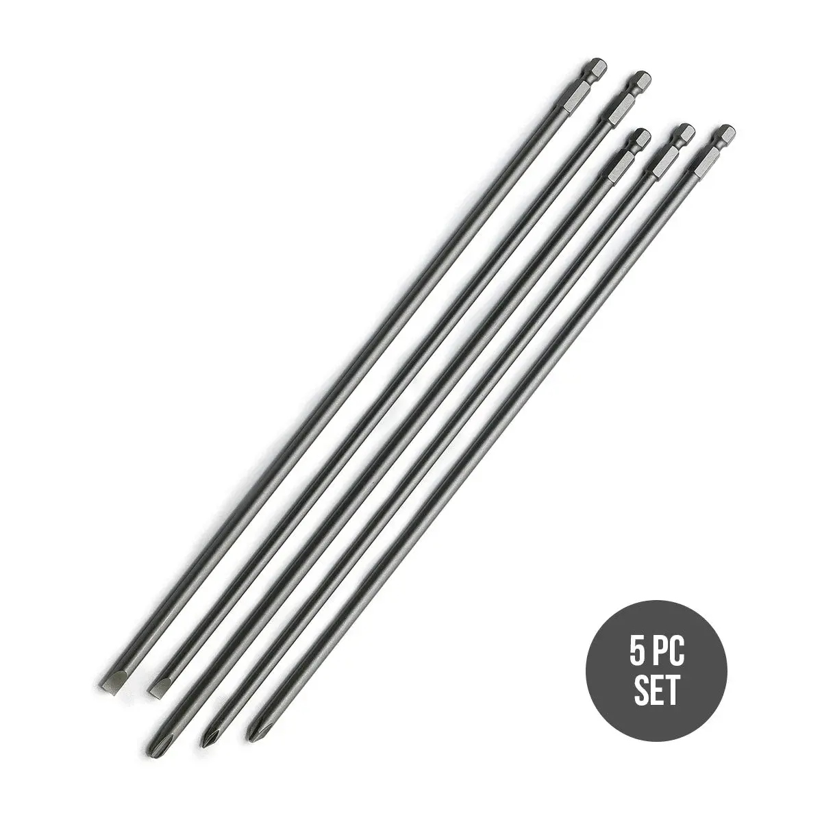 NEIKO Extra Long 12-Inch Phillips and Slotted Screwdriver Bit Set | 5-Piece | 30.48 cm (12 Inch) | Cr-V Steel | 1/4-Inch Hex Shank - view 6