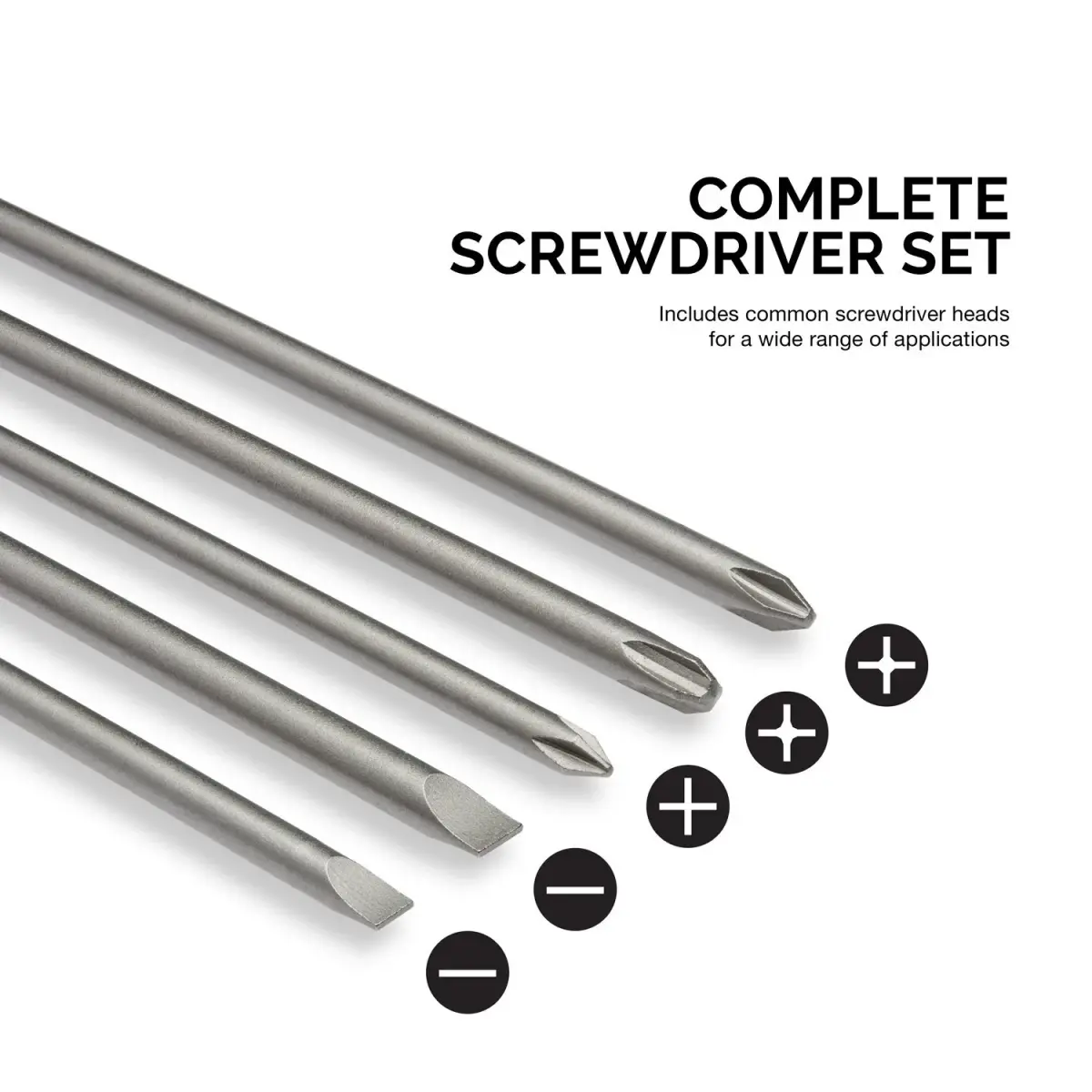 NEIKO Extra Long 12-Inch Phillips and Slotted Screwdriver Bit Set | 5-Piece | 30.48 cm (12 Inch) | Cr-V Steel | 1/4-Inch Hex Shank - view 4