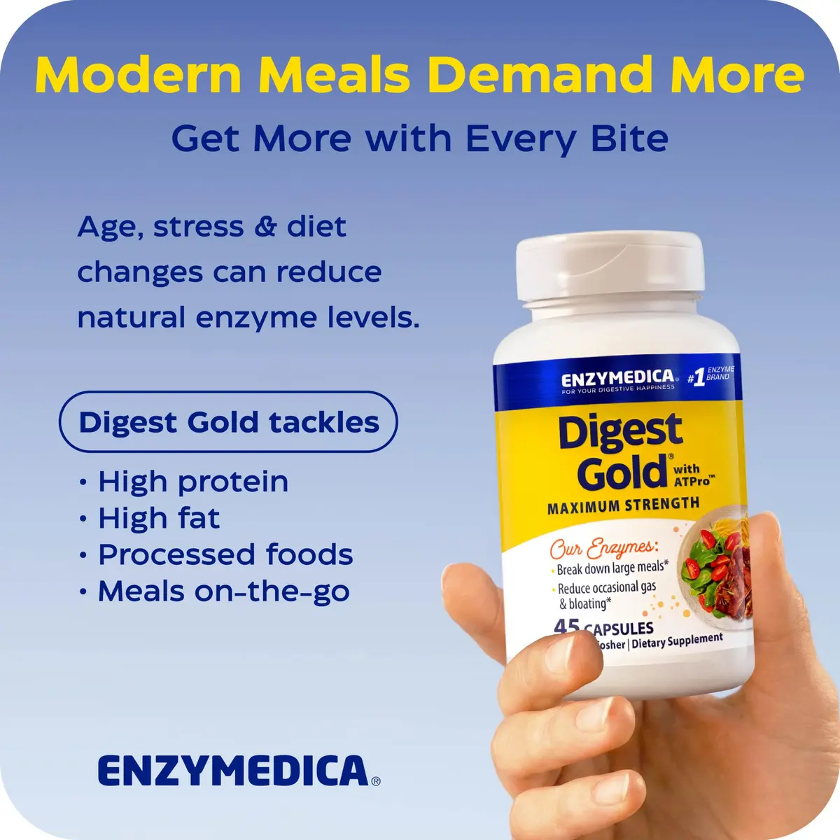 Enzymedica Digest Gold, Maximum Strength, ATPro Energy Support - 45 Caps | Fast-Acting Digestive Enzymes for Gas & Bloating - view 8