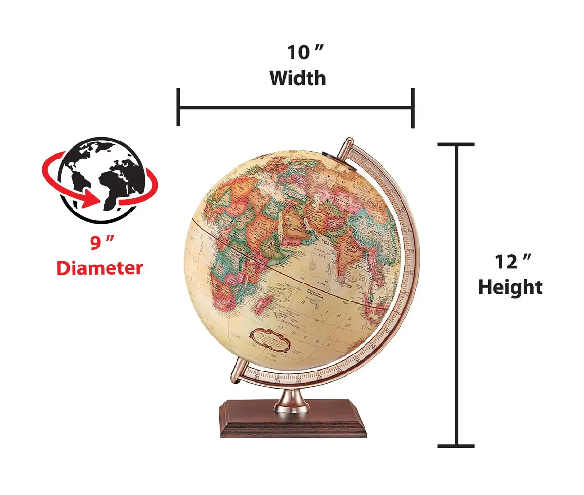 Replogle Globes Forester Globe 9-Inch Diameter Antique Ocean Raised Relief - view 2