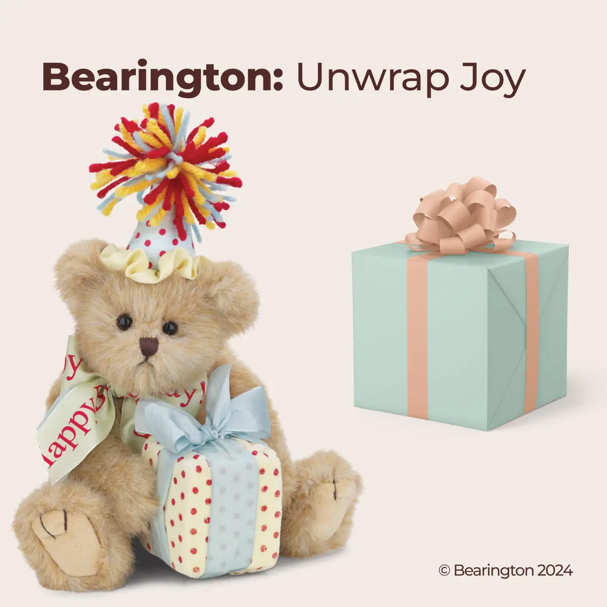 Bearington Birthday Bear Stuffed Animal 10" | Realistic Plush Teddy for Kids & Toddlers - view 5