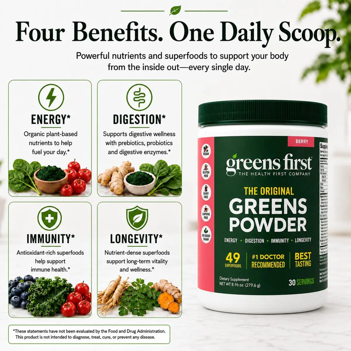 Greens First Original Greens Powder, Berry, 8.96 Ounce (Pack of 1) | 49 Superfoods & Gut Support - view 5
