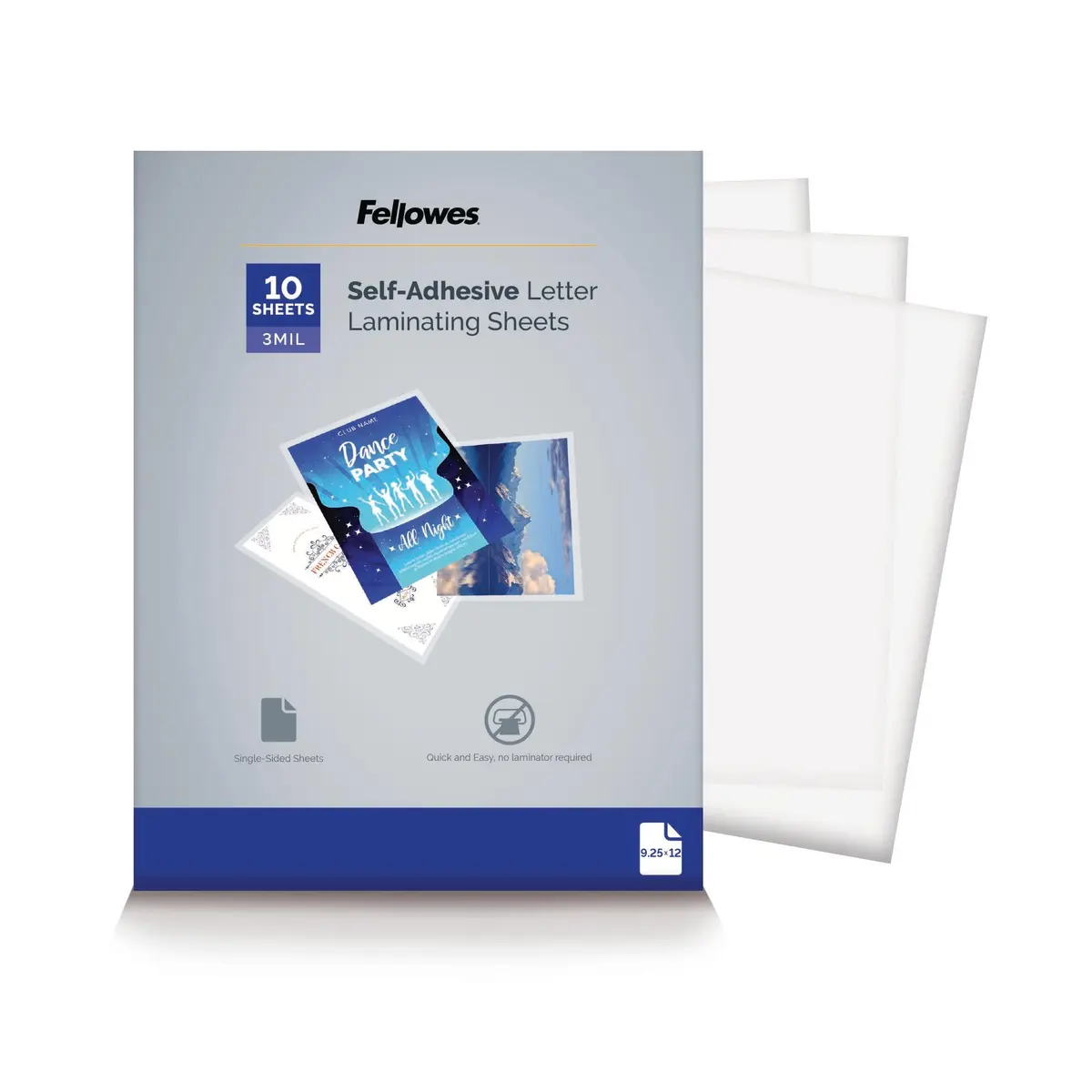 Fellowes Self-Adhesive Laminating Sheets, Letter Size, 3 Mil, 10pk | Quick & Easy Document Protection - main product image