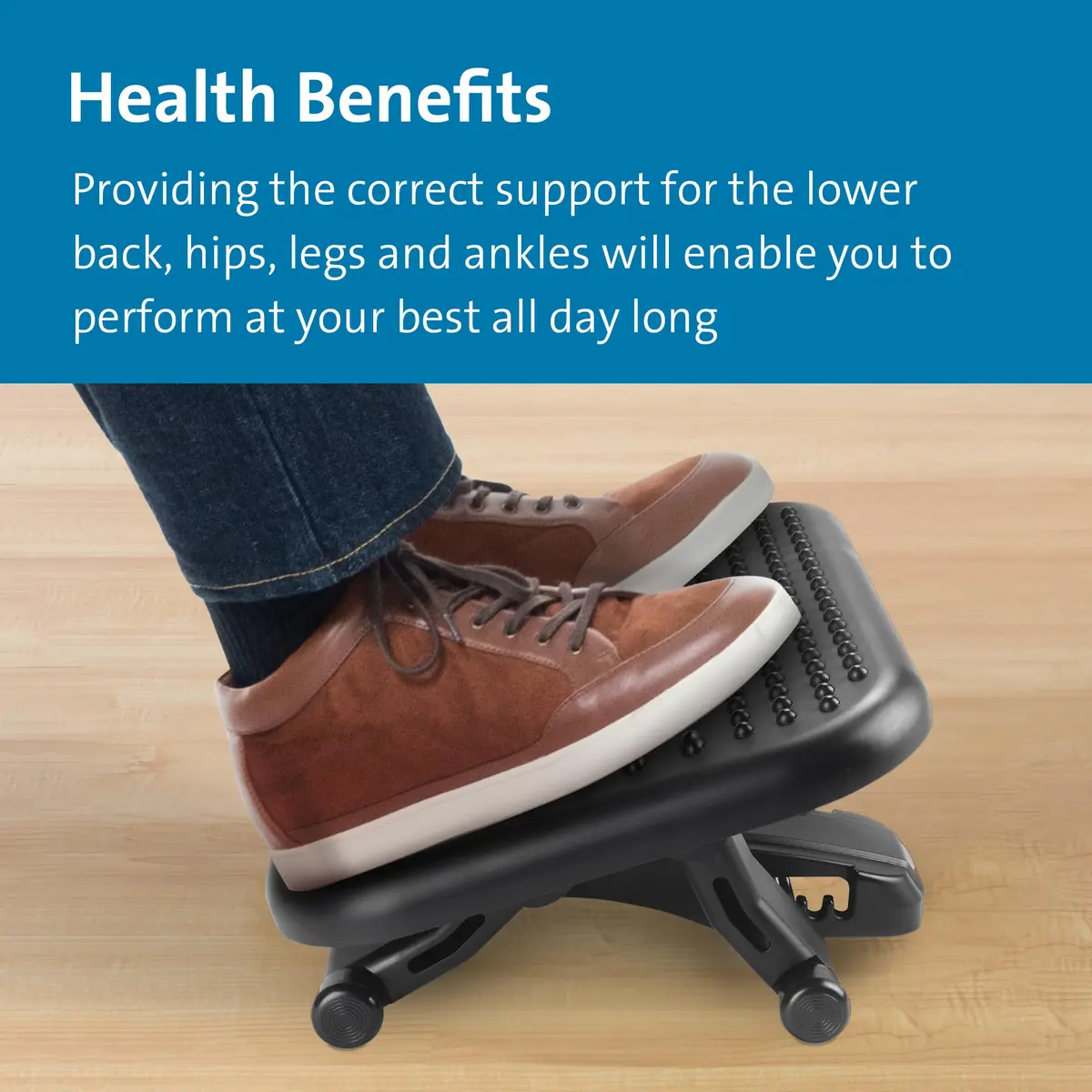 Kensington SoleMassager Rocking Footrest with Adjustable Height and Tilt | Grey Plastic - view 6