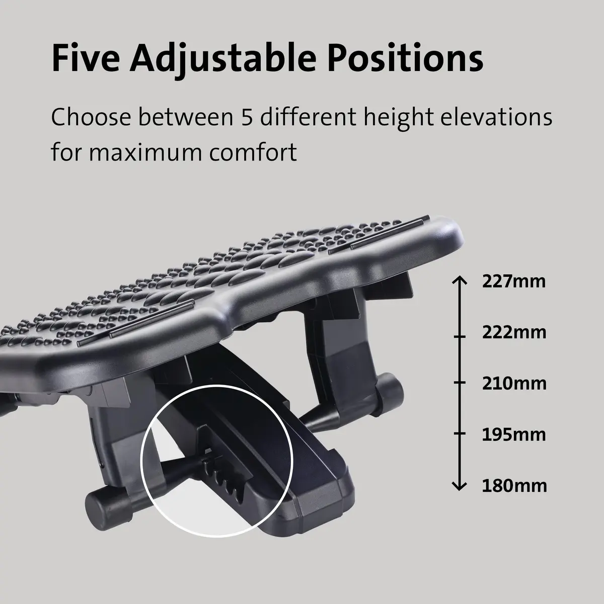 Kensington SoleMassager Rocking Footrest with Adjustable Height and Tilt | Grey Plastic - view 3