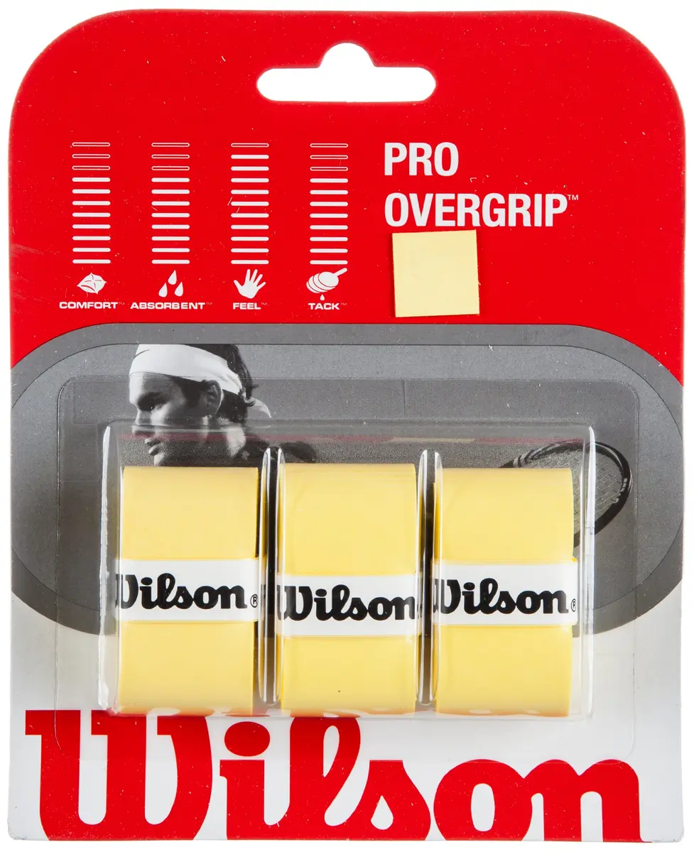 Wilson Pro Overgrip Yellow Solid | Thin High-Stretch Microfiber Felt for Optimal Feel - main product image