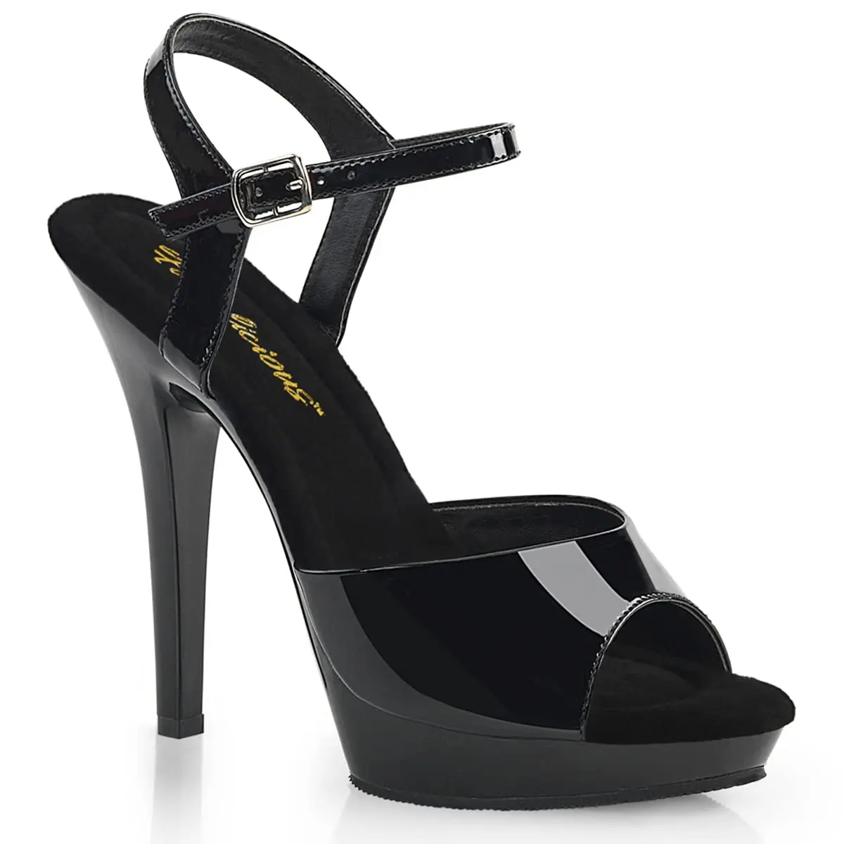Pleaser Lip-109 Ankle-Strap Platform Sandal 5" Heel | High Heel, Rubber Sole, Black/Black (70-120c) - main product image