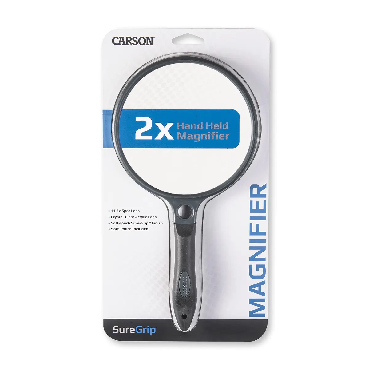 Carson SureGrip 2x Acrylic Magnifier 5" | Soft Grip with 11.5x Spot Lens for Close Inspection - view 6