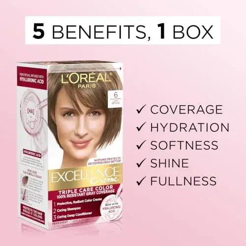 L'Oreal Paris Excellence Crème Permanent Hair Dye 4AR Dark Chocolate Brown | Triple Care Color Routine with Hyaluronic Acid - view 3