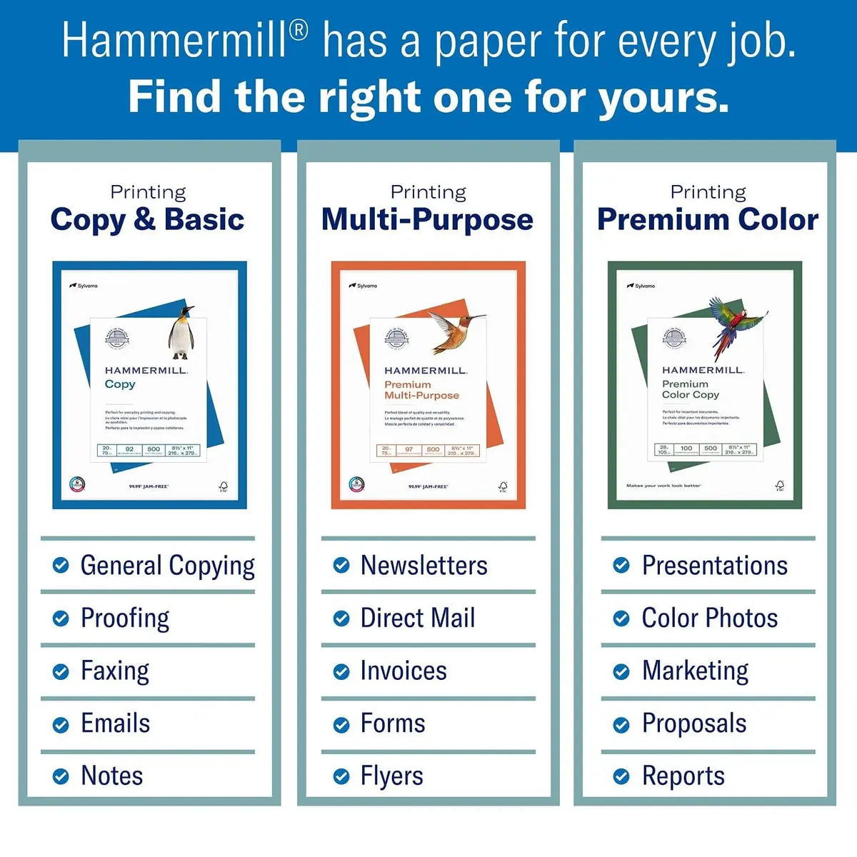 Hammermill Colored Paper 20 lb Blue Printer Paper 8.5 x 11 | Smooth Surface, 500 Sheets - view 7
