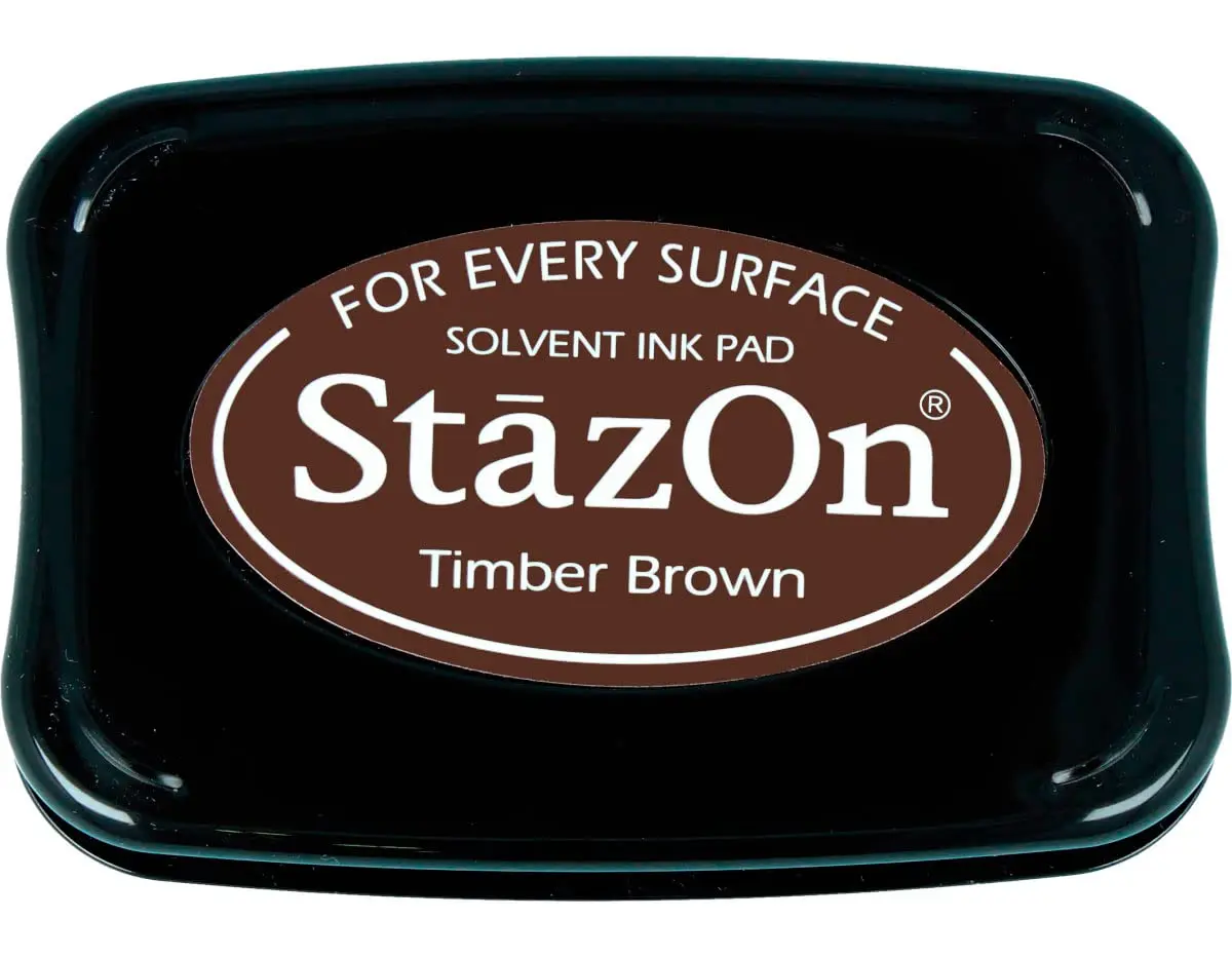 Tsukineko StazOn Stamp Pad, Brown, L | Solvent-Based Ink for Non-Porous Surfaces - main product image