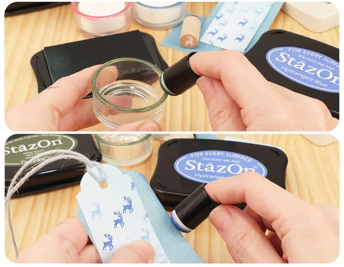 Tsukineko StazOn Stamp Pad, Brown, L | Solvent-Based Ink for Non-Porous Surfaces - view 4