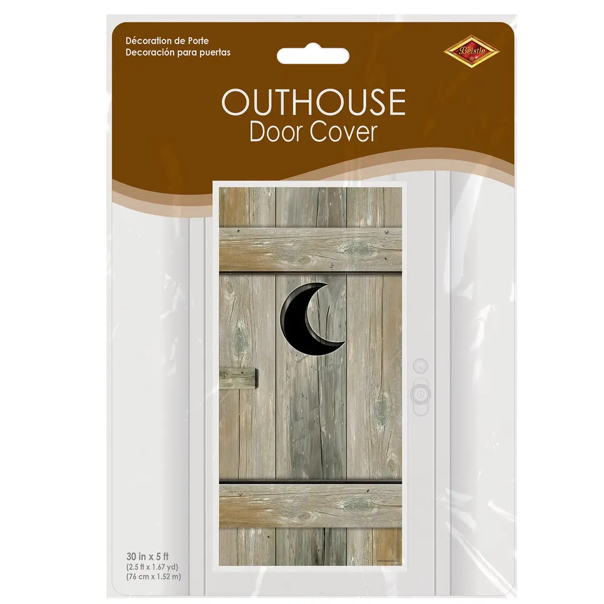 Beistle Outhouse Door Cover Rustic Wood Look Decoration 5 Feet x 30 Inches | Western Party Decor - view 5