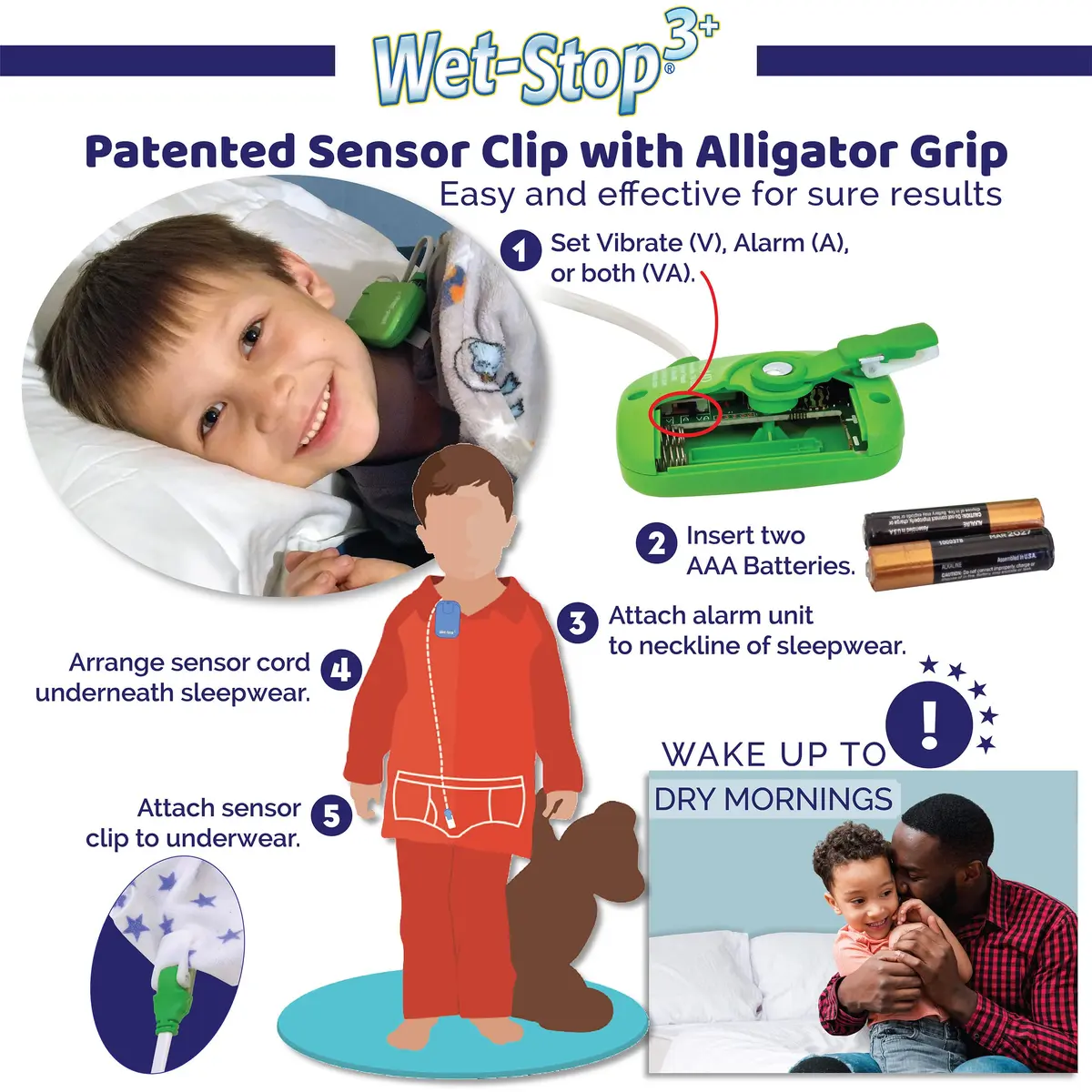 Wet-Stop 3 Bedwetting Alarm with Loud Sound & Vibration | Proven Enuresis Solution for Boys & Girls - view 2