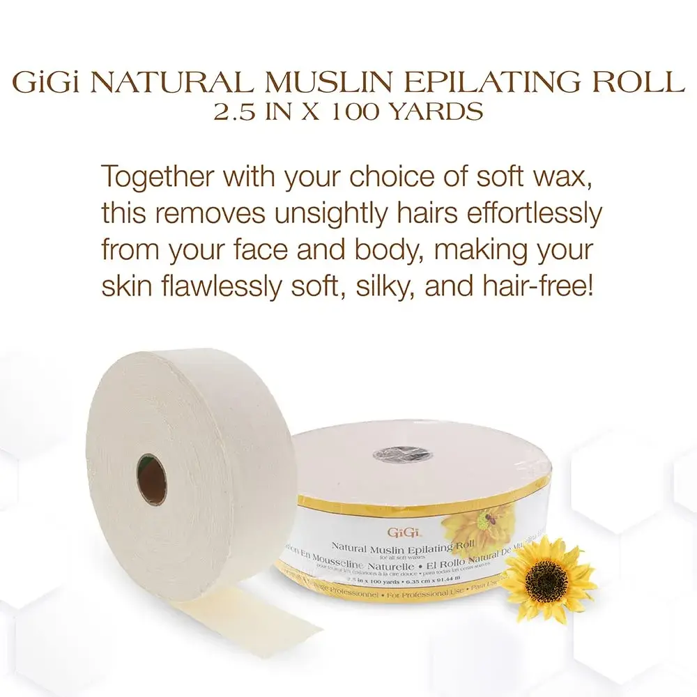 GIGI Natural Muslin Epilating Roll for Hair Removal 2.5" x 100 Yds | Salon-Quality, Shred-Resistant Cloth for All Body Areas - view 2